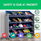 Humble Crew Supersized Toy Storage Organizer with 16 Removable Bins, Grey/Navy – Large Toy Storage for Toddlers Ideal for Kids' Rooms, Playrooms, and Nurseries - Modern Toy Bins for Kids