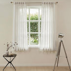 MYSKY HOME Sheer Curtains 63 Inch Length for Bedroom, Window Curtain Panels Light Filtering Privacy Protect Drapes Set, Boho Farmhouse Style Texture Soft Touch, 50" x 63", Linen, 2 Panels