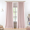 Vision Home Soft Pink Pinch Pleated Full Blackout Curtains Linen Blended Room Darkening Curtain Panels 84 inch for Living Room Bedroom Thermal Insulated Pinch Pleat Drapes with Hooks 40" Wx84 Lx2