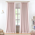 Vision Home Soft Pink Pinch Pleated Full Blackout Curtains Linen Blended Room Darkening Curtain Panels 72 inch for Living Room Bedroom Thermal Insulated Pinch Pleat Drapes with Hooks 40" Wx72 Lx2