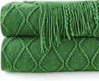 inhand Green Christmas Throw Blanket for Couch and Bed, Birthday Gifts for Women Teen Girl Friend Home Decor Knitted Blanket and Throws, Outdoor Lightweight Farmhouse Warm Woven Decorative, 50"x60"