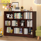 Book Shelf, 10 Cubes Storage Organizer, 3-Tier Open Shelf Wooden Bookcase, Freestanding Cherry Bookshelf Cube Shelf for Bedroom, Living Room, Home Office