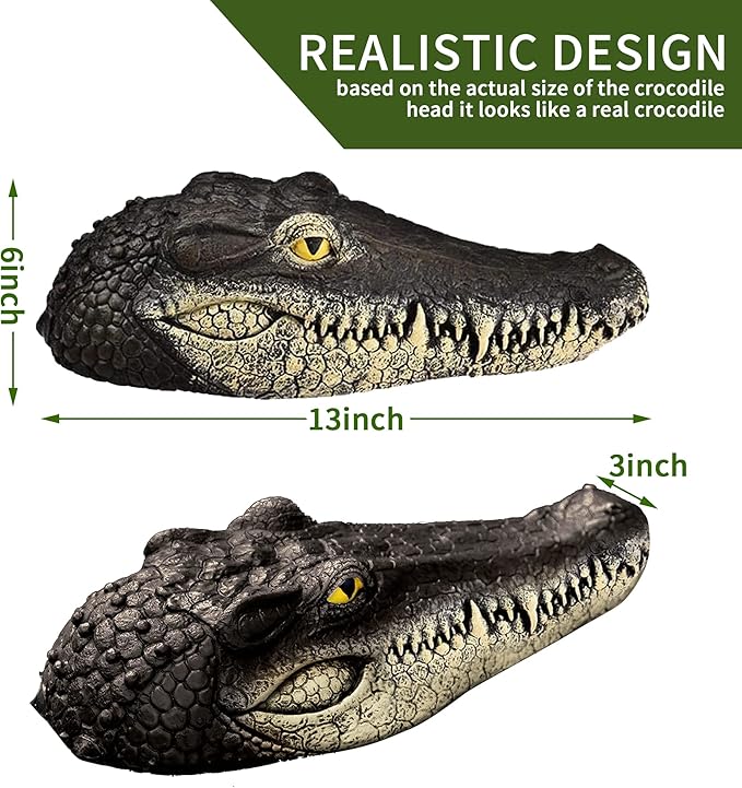 Floating Alligator Head,Alligator Head Decoy for Pool,Resin Crocodile Head for Swimming Pool and Pond,Deterrent Ducks,Predator,Heron etc,Outdoor Statues,Garden Home Decor Art