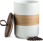 Large Storage Containers with Lids, Ceramic Coffee Container Kitchen Food Storage Jars for Spice Sugar Tea Bag, Stackable Decorative Jars for Counter, White & 61oz