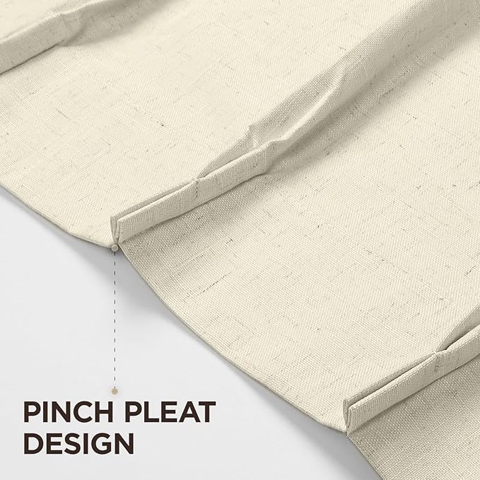 Joydeco Pinch Pleated Linen Curtains for Living Room, 100% Blackout Darkening Curtains 72 inches Length 2 Panel Thermal Insulated Pinch Pleat Drapes(Linen,40'' Wx72'' L)