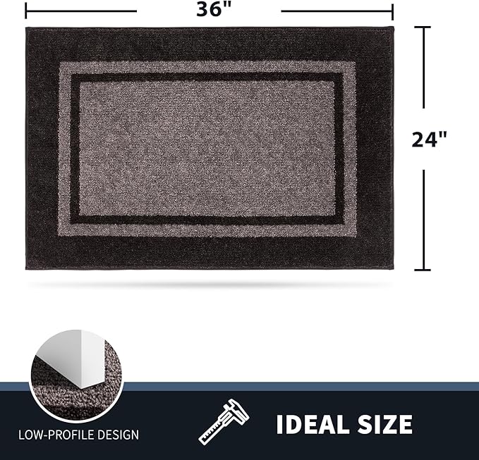 PURRUGS Dirt Trapping Door Mat 24" x 36", Non-Slip/Skid Machine Washable Entryway Rug, Shoes Scraper, Area Rug, Super Absorbent Welcome Mat for Muddy Wet Shoes and Paws, Grayish Brown & Coffee