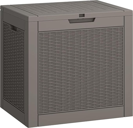 31 Gallon Deck Box, Resin Outdoor Storage Box, Waterproof and UV Resistant Deck Box, Lightweight Storage Box for Garden Tools, Pool Supplies