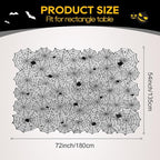eZAKKA Halloween Table Cloth, 54" x 72" Spider Webs Tablecloths Black Tablecloth Lace Fabric Table Cloths Spooky Cover