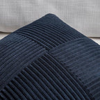 Fancy Homi 2 Packs Navy Blue Lumbar Decorative Throw Pillow Covers 14x24 Inch for Couch, Rustic Farmhouse Boho Home Decor, Soft Striped Corduroy Rectangle Accent Cushion Case 35x60 cm