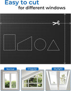 Sumobaby Blackout Curtains for Bedroom 54"x70"Portable Black Out Window Cover with Heat-Resistant Hook&Loop Tape,100% Blackout Shades No Drill Blinds for Windows DIY Cut Fit for Nursery,TV Room(Black)