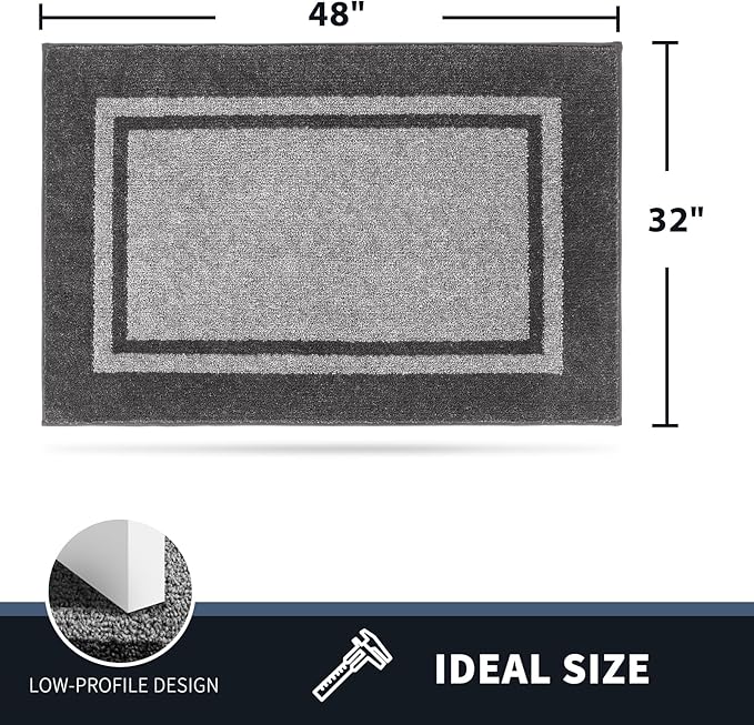PURRUGS Dirt Trapping Door Mat 32" x 48", Non-Slip/Skid Machine Washable Entryway Rug, Shoes Scraper, Area Rug, Super Absorbent Welcome Mat for Muddy Wet Shoes and Paws, Light Grey & Dark Grey