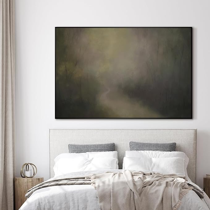 SIGNWIN 46"x72" Extra Large Framed Wall Art Muted Forest Path Soft Misty Woodland Scene Illustration for Home Living Room Bedroom Decor (Frame Assembly Required)