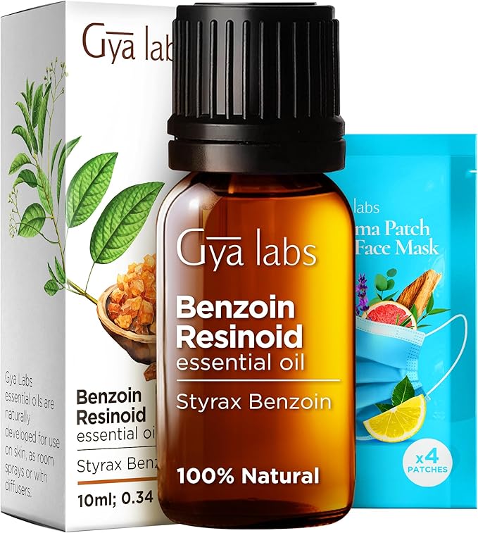 Gya Labs Benzoin Resinoid Essential Oil for Skin - 0.34 Fl Oz - 100% Pure Natural Benzoin Resinoid Oil for Hair, Diffuser, Candle Making Scent