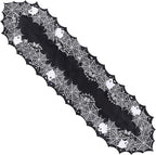 Chlophy Halloween Table Runner Black Spider Web Table Runner Gothic Embroidered for Kitchen Dining Halloween Décor Home Party Table Decoration 54in