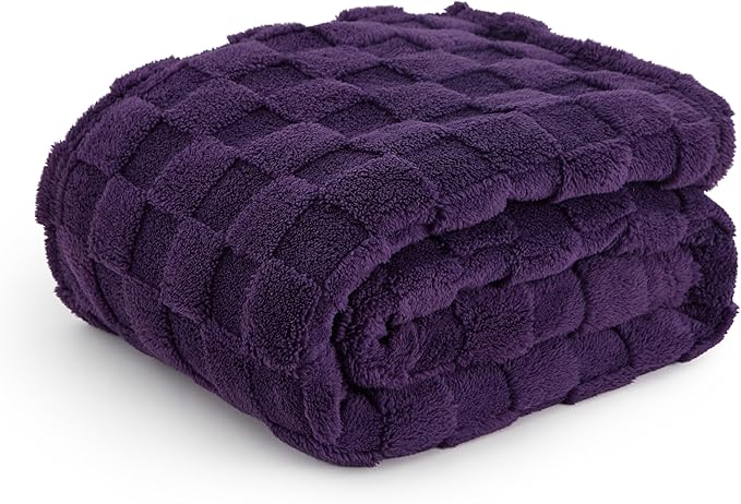 Bedsure GentleSoft Purple Throw Blanket for Couch - Checkered Fleece Blankets Gifts for Women Men Girls, Cute Soft Cozy Throw for Bedroom Home Decor Gifts, 50x60 Inches