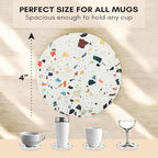 Terrazzo Drink Absorbent Coasters with Holder Set of 6, Ceramic Coaster for Drinks, Coffee Table Decor, Water Absorbing Stone Coaster for Drinks (Mosaic)