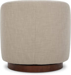 CHITA Swivel Accent Chair, FSC Certified Upholstered Fabric Barrel Chair for Living Room, Fully Assembled, Flax Beige