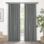 Macochico 100% Blackout Mid Grey Linen Curtains 84 Inches Long Pinch Pleated Burlap Curtains for Bedroom Living Room Farmhouse Nursery Thermal Window Panels with Tieback 72”Wx84”L 1 Panel