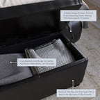 BELLEZE 47 Inch Storage Ottoman, Faux Leather Storage Bench Bedroom Bench with Safety Close Hinge, Ottoman with Storage for Living Room, Entryway, Hallway, Foot Rest, Support 300lbs - Black