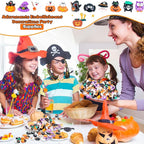 65 Pcs Mini Halloween Figurines Bulk Miniatures Resin Pumpkin Ghost Candy Hat Halloween Garden DIY Accessories for Halloween Decoration Goodie Bags Stuffers, 10 Styles