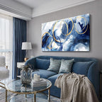 AJAZIKO Large Art For Wall Abstract Wall Decor Blue Modern Art Wall Decor Artwork For Walls Living Room Office Pictures For Wall Navy Gold Contempor Decorations For Bedroom Size 29x58