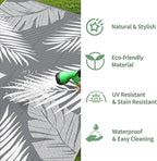 GENIMO Outdoor Rug 10' x 20' Waterproof for Patios Clearance, Reversible Outdoor Plastic Straw Camping Rug Carpet, Large Area Rugs Mats for RV, Camper, Deck, Balcony, Porch, Beach, Picnic, Grey&White