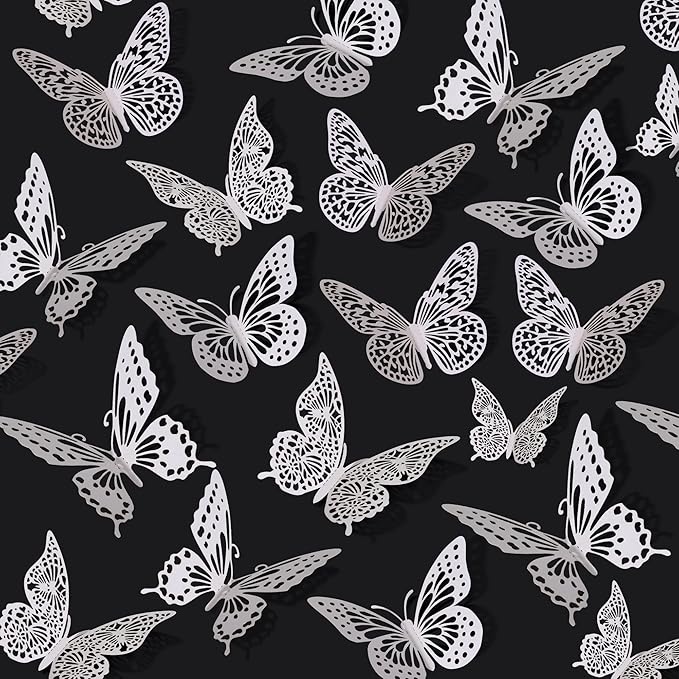 SAOROPEB 3D Butterfly Wall Decor - 48 Pcs, 4 Styles, 3 Sizes - Removable Stickers for Birthdays & Parties