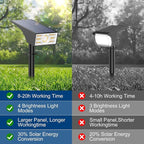 Solar Spot Lights Outdoor, 2 Pack Outdoor Solar Lights for Yard Waterproof, 4 Lighting Modes Solar Landscape Spotlights, Auto On/Off Solar Powered Flood Lights Garden Pathway (Warm White)