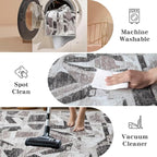 Modern Abstract Door Mat Indoor Entrance 2X3 Front Porch Area Rug Washable, Non-Slip Small Grey Rugs for Entryway Bathroom Ultra-Thin, Throw Carpet for Kitchen Bedroom Nursery Kids Print Faux Wool
