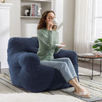 Recaceik Bean Bag Chairs, Tufted Soft Stuffed Bean Bag Chair with Filler, Fluffy Lazy Sofa, Imperial Lounger Giant Bean Bag Chair for Bedroom, Living Room, Blue, Large
