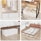 Bamboo Under Bed Storage with Wheels (2-Pack) – Rolling Underbed Shoe Organizer Box for Shoes, Blankets, Toys, Clothes Container Space-Saving Organizer Bins for Bedroom, Closet, Dorm, Nursery