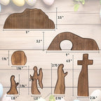 NEROSUN Empty Tomb Easter Scene and Cross Decoration, Wooden Easter Resurrection Scene Cross Jesus Tomb Tray Set, Jesus Nativity Scene Decor for Religious Home Office Tabletop Christian Gifts