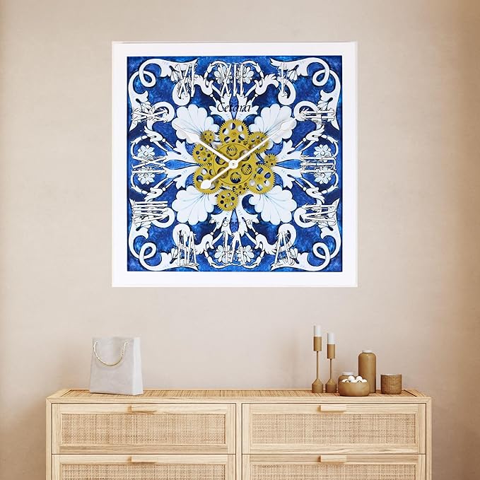 The Gears Clock Wall Clock Italy Collection with Moving Gears (Cetara, 24 inches (60 cm))