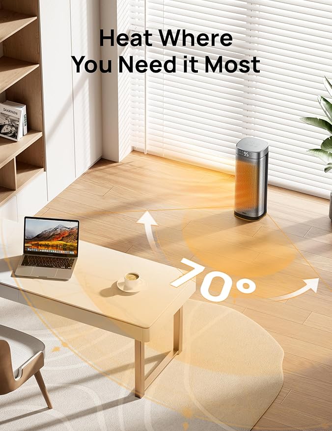 Dreo Space Heaters for Indoor Use, 1500W Fast Heating Portable Heaters with Remote, Large PTC Ceramic Electric for Bedroom, 12H Timer, 70° Oscillation, Overheat Protection, Safety Heat for Home Office