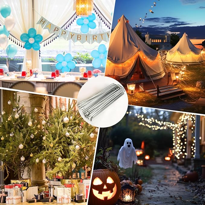 8 Inch Landscape Staples, More Thicker Heavy Duty 8 Gauge Galvanized Landscape Stakes, 125 Packs Garden Staples for Lawns, Weed Barriers, and Landscape Fabrics, Irrigation Hose, Tent Pegs