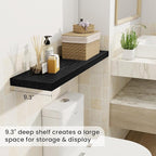 36 Inch Floating Shelves, 9.3 Inch Deep Rustic Wall Shelves - Extra Deeper Wall Mounted Storage Shelves for Bathroom, Kitchen, Living Room (Black, Set of 2)