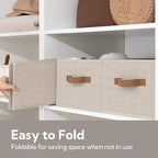 StorageWorks Storage Baskets for Shelves, Foldable Fabric Closet Storage Bins with Handles, Clothes Organizer Laundry Baskets, Brown & Beige, 3-Pack, Large