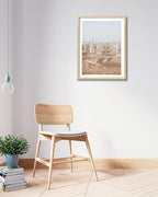 HesenDot Natural OAK Wood Framed Italy Beach Wall Art,12x16in Amalfi Coast Canvas Wall Print,Positano Seascape White Beach Chair Wall Decor for Living Room, Bedroom,Office Gallery Set of 1
