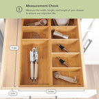 Premium Kitchen Utensils and Junk Drawer Organizer – Small 5-Compartment Design with 4 Removable Dividers, Non-Slip Feet, 100% Sustainable Bamboo, 2 Pack
