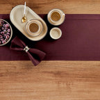 Solino Home Linen Table Runner 48 Inches - 100% Pure Linen Burgundy Hemstitch Table Runner 14 x 48 Inch Ideal for Dresser and Coffee Tables - Fall, Autumn, Thanksgiving - Classic Hemstitch