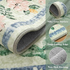 Wonnitar Machine Washable 5x7 Area Rug, Boho Floral Rugs for Living Room Non-Slip, Soft Pink and Green Flower Ultra-Thin Non Shedding Carpet for Bedroom Dining Room Nursery