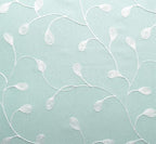 MIUCO Floral Embroidered Semi Sheer Curtains Faux Linen Grommet Window Panel Pair for Kitchen 52 x 63 Inch, Subtle Green