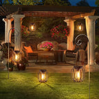 Solar Hanging Lanterns Outdoor Waterproof: 4 Pack Metal Solar-Powered Lights with Hook, Bright Warm Lantern Decor for Outside, Classic Outdoor Lighting for Yard Garden Patio Porch Balcony Decorations