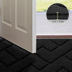 hicorfe Indoor Doormat,Front Back Door Mat Rubber Backing Non Slip Door Mats 20"x59" Absorbent Resist Dirt Entrance Doormat Inside Floor Mats Entryway Washable Low-Profile for Patio,Garden(Black)