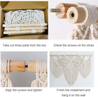 Achart Macrame Wall Hanging Large- Boho Wall Decor- large wall art- Wall Decor Living Room- Macrame Tapestry Boho Decor for Bedroom (Beige-Fringe)