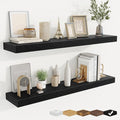 fuqing Floating Shelves for Wall, Bathroom Shelf Wall Mounted for Storage, Shelves with Invisible Bracket for Bedroom, Kitchen, Living Room, Farmhouse Small Book Shelf, 40 Inch Set of 2, Black