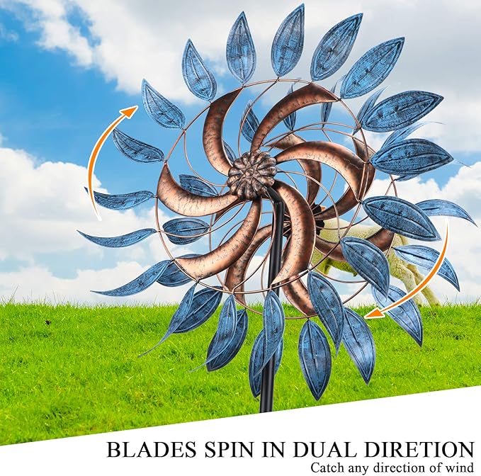 Wind Spinner Large Wind Mill Metal Outdoor Indoor Large Two-Way Wind Sculptures for Garden Patio Yard Decor