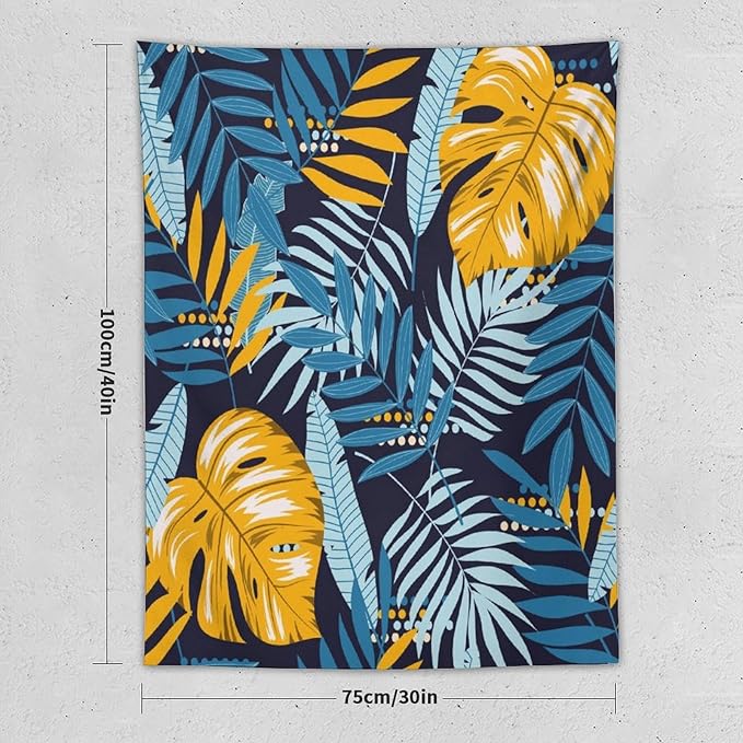 ICMOLYYENLO Palm Leaf Tapestry Wall Hanging, Tropical Leaves Plant Jungle Green Hawaiian Art Home Decor for Guest Bedroom Living Room Dormitory 40x60 Inch