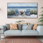 HGUAOA Coastal Wall Art - Large Landscape Wall Pictures for Living Room, Bedroom Pictures, Ocean Beach Artwork, Blue Above Bed Wall Decor Coastal Landscape Wall Art,Framed Beach Pinting