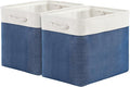 TcaFmac Organization and Storage Basket for Gifts Empty - 16x12x12 inch Large 2 Pack Collapsible Storage Bins for Shelves, Fabric Storage Cubes for Organizing Cloth Toy Kids (White & Jean Blue)